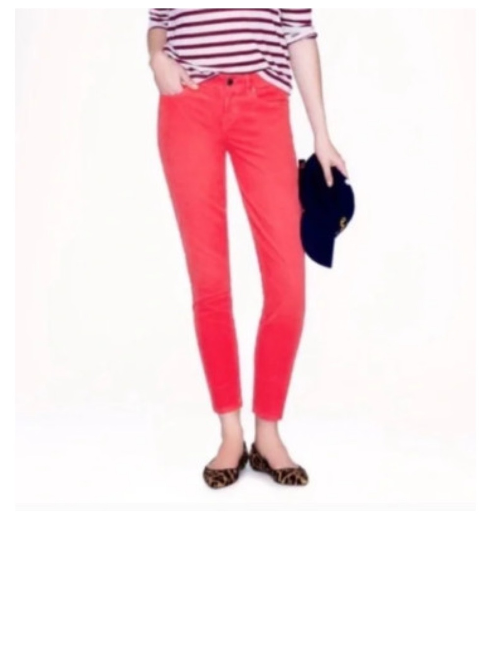 J. Crew Toothpick Cords Coral-Red Skinny Jeans